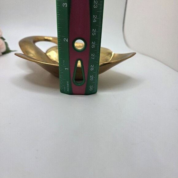 Vintage Brass Curved Long Neck Elegant Swan Trinket Tray From India Mid Century - Picture 10 of 10